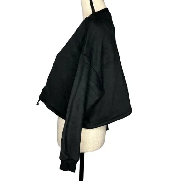 Cali Be Black Crewneck Long Sleeve Drawcord Sweatshirt Women's Size Medium M - Picture 4 of 7